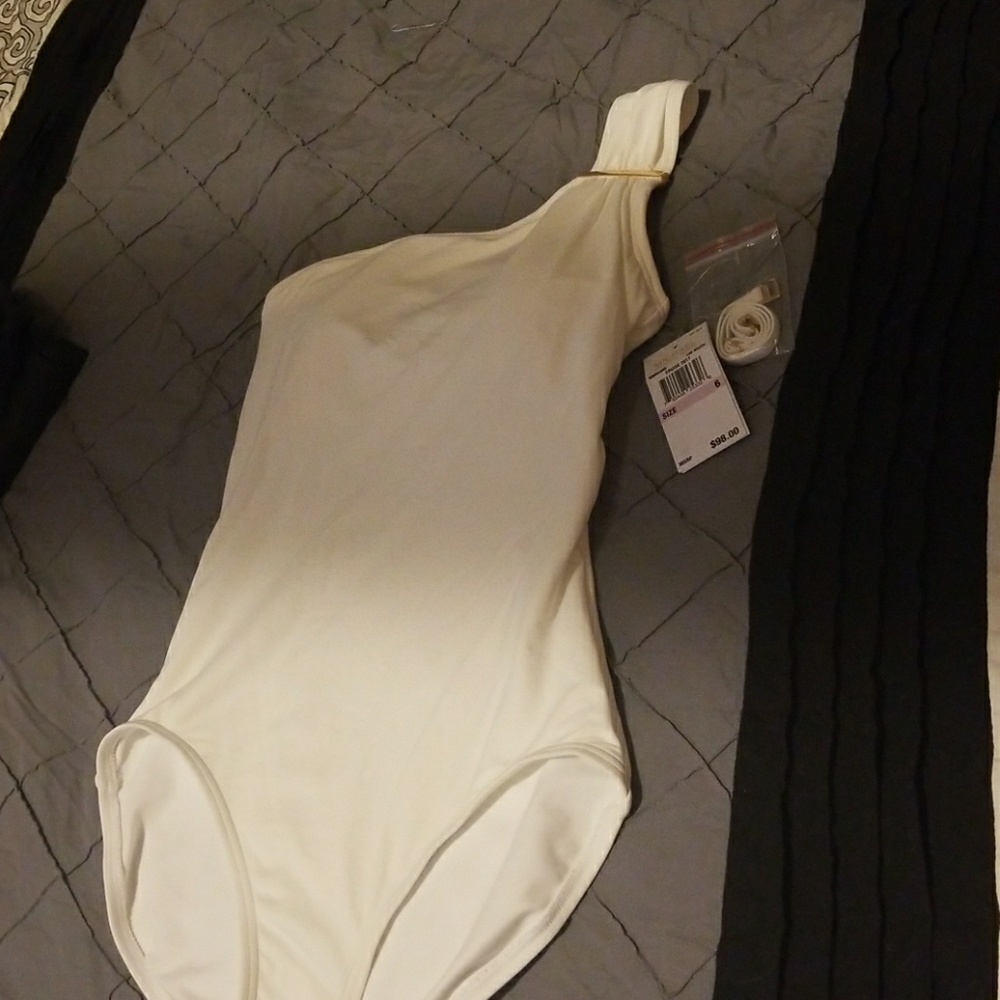 Authentic Michael Kors One Shoulder WHITE Swimsuit